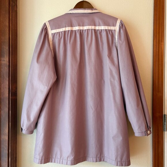 VTG 60s 70s London Fog Trench Coat Midi Length Pastel Purple White Trim Size 12 - Picture 5 of 8